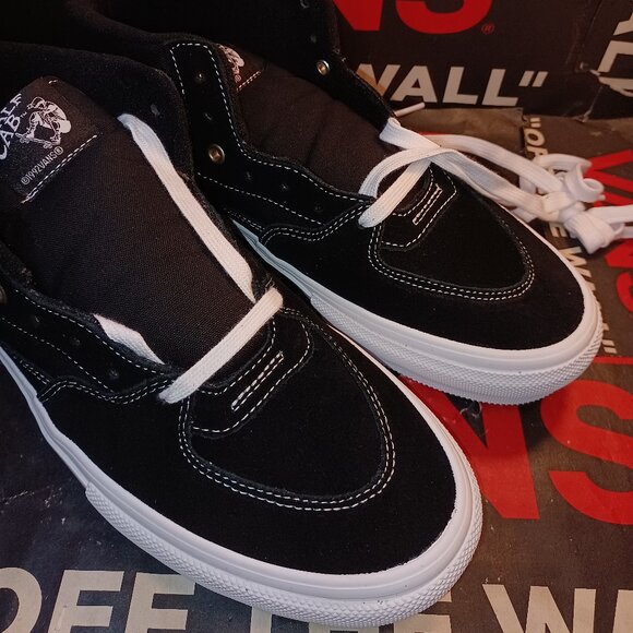 Vans Men's 11.5 Skate Half Cab Classic Black/White Canvas Suede VN0A5FCDY28 - Picture 9 of 12